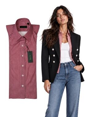 BRUNNE Button Down Shirt Dickey Compatible with Veronica Beard Blazer Sz 00-14